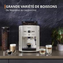 Load image into Gallery viewer, Krups Machine à café grain, 1,7 L, 2 tasses en simultané, Nettoyage automatique, Buse vapeur pour Cappuccino, Cafetière espresso, Essential noire YY8125FD, Noir
