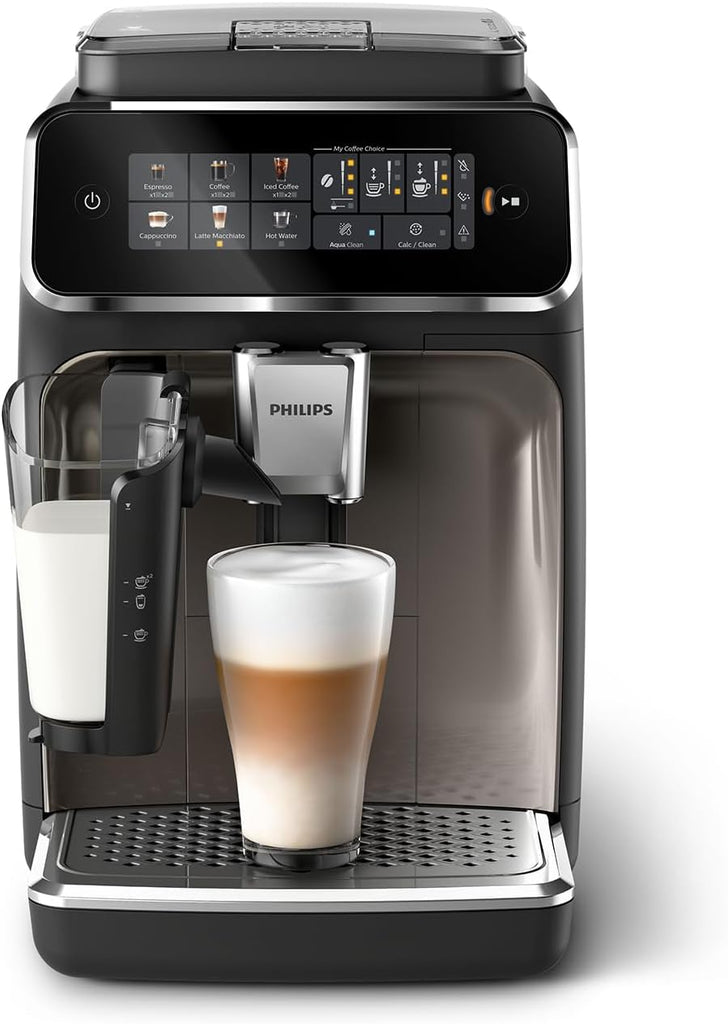 Philips Série 2200 Machine Expresso Automatique - 2 Boissons, Mousseur à Lait Classique, Écran Tactile, Broyeur Céramique, Aroma Seal, Noir Mat (EP2220/10)