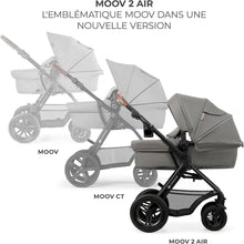 Load image into Gallery viewer, Kinderkraft MOOV2 Poussette 3 en 1, Système de voyage de la naissance à 27 kg, Siège auto Mink PRO I-Size inclus, Capote extensible avec filtre UPF50+, Accessoires pratiques, Gris