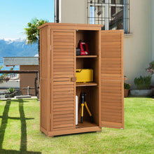 Load image into Gallery viewer, Abri de Jardin En Bois 160 Cm Toit en Asphalte 2 Portes Verrouillables avec Loquet Armoire Cabane en Sapin Pré-Huilé Imperméable 3 Étagères Amovibles Naturel