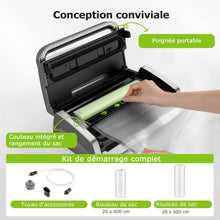 Load image into Gallery viewer, Bonsenkitchen Powerful and Quiet Food Vacuum Sealer with Globefish Technology for Continuous Work, Locked Handle Design, Integrated Cutter, 2 Rolls of Bags Included