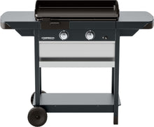 Load image into Gallery viewer, Campingaz Plancha EXB Plus, plancha au gaz sur chariot, grill gastronomique avec plaque en acier émaillé et 2 brûleurs, puissance 7500 W, pour des grillades méditerranéennes, Noir