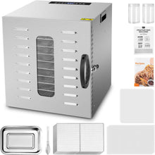 Load image into Gallery viewer, Kwasyo Food Dehydrator, 10 Trays • Desiccator with Timer (24H) • Fruit and Vegetable Dehydrator Adjustable Temperature (30 to 90°C) + 1 x Recipe Book