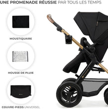 Load image into Gallery viewer, Kinderkraft MOOV2 Poussette 3 en 1, Système de voyage de la naissance à 27 kg, Siège auto Mink PRO I-Size inclus, Capote extensible avec filtre UPF50+, Accessoires pratiques, Gris