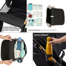 Load image into Gallery viewer, Kinderkraft MOOV2 Poussette 3 en 1, Système de voyage de la naissance à 27 kg, Siège auto Mink PRO I-Size inclus, Capote extensible avec filtre UPF50+, Accessoires pratiques, Gris