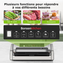 Load image into Gallery viewer, Bonsenkitchen Powerful and Quiet Food Vacuum Sealer with Globefish Technology for Continuous Work, Locked Handle Design, Integrated Cutter, 2 Rolls of Bags Included