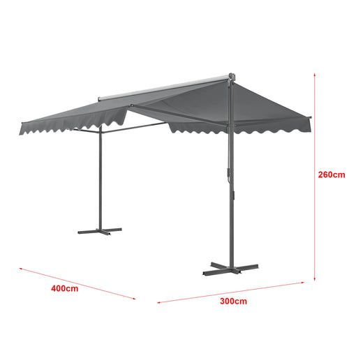 Store banne autoportant à double pente 400 x 300 x 260 cm gris foncé 03_0008294