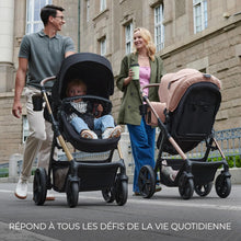 Load image into Gallery viewer, Kinderkraft MOOV2 Poussette 3 en 1, Système de voyage de la naissance à 27 kg, Siège auto Mink PRO I-Size inclus, Capote extensible avec filtre UPF50+, Accessoires pratiques, Gris