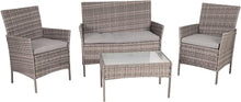 Load image into Gallery viewer, Greemotion Morelia Salon de Jardin 4 pièces en rotin synthétique avec Table, canapé, 2 fauteuils, Marron/Beige