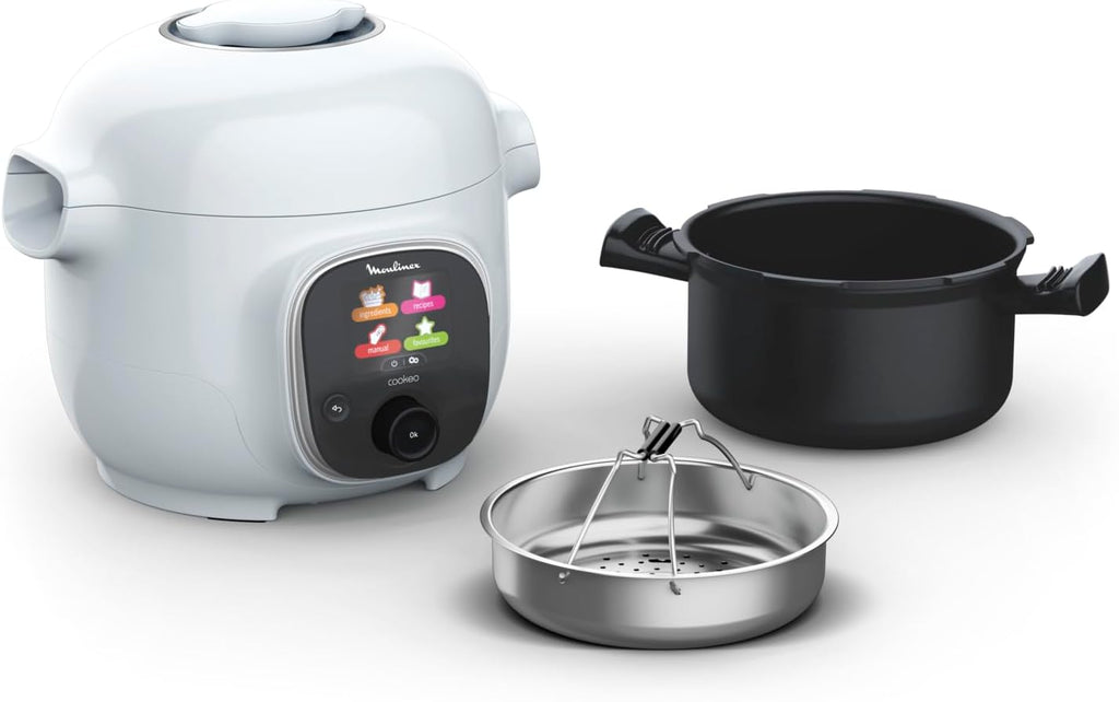 Moulinex Cookeo Mini Smart High Pressure Multicooker, 3L, 2 People, 150 Built-in Recipes, Unattended Cooking, Step-by-Step Guide, Compact, Moulinex App CE880410