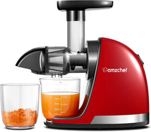 Load image into Gallery viewer, AMZCHEF Extracteur Jus - Extracteur de Jus de Fruits et Légumes - Presses-agrumes à Froid sans BPA avec 2 Tasses et Brosse - Fonction de Mastication Inversée pour Éviter les Blocages - Argent