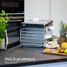 Load image into Gallery viewer, Vita5 Nobel Pro6 Deshydrateur Alimentaire avec 6 Plateaux en Inox - Déshydrateur avec Minuterie 24h et Température 35-75 °C - Deshydrateur Viande, Fruits, Champignons - 650W Déshydrateur Alimentaire