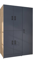 Load image into Gallery viewer, ROOMART Dora - Armoire de machine à laver - Pour sèche-linge et machine à laver - En 4 couleurs - Avec portes et panneau coulissant - Blanc - Chêne blanc - Chêne anthracite - Chêne blanc (chêne blanc)
