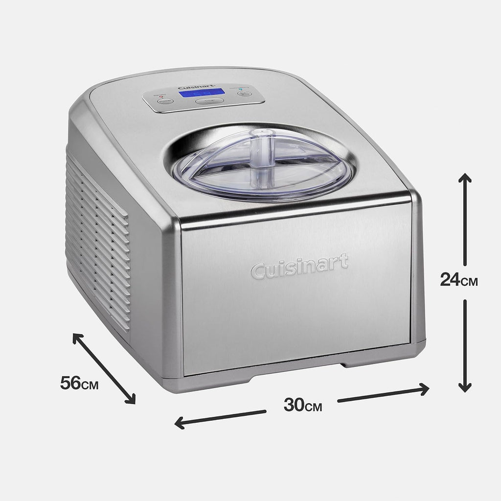 Cuisinart Sorbetière - Fait de la crème glacée, du gelato, du sorbet et du yogourt glacé en 40 minutes - Desserts maison - Facile à utiliser - Acier inoxydable - ICE100BCU