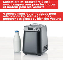 Load image into Gallery viewer, SEVERIN Sorbetière 2-en-1 Compacte 135 W, Sorbetière électrique et yaourtière d'une capacité 1,2 L, Machine à glace avec livre de recettes, noir, EZ 7407
