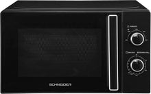 Load image into Gallery viewer, SCHNEIDER SCMW20SMB, Micro ondes solo, 20 litres, Fonction décongélation, 5 niveaux de puissance, Puissance (700W), Commande mécanique, Plateau tournant (25.5cm), Noir