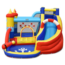 Load image into Gallery viewer, Château Gonflable Style Bateau avec Toboggan Incurvé Zone de Saut Mur d'Escalade avec Gonfleur 450 W