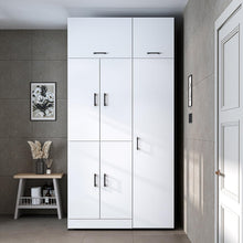 Load image into Gallery viewer, ROOMART Dora - Armoire de machine à laver - Pour sèche-linge et machine à laver - En 4 couleurs - Avec portes et panneau coulissant - Blanc - Chêne blanc - Chêne anthracite - Chêne blanc (chêne blanc)