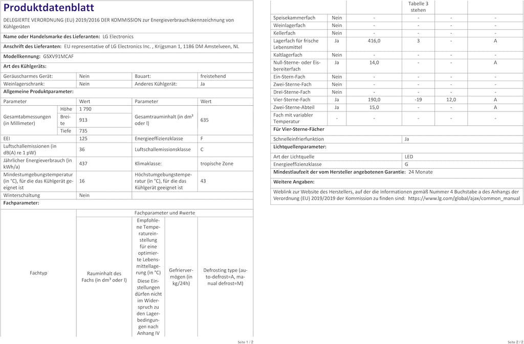 LG GSXV91MCAF Réfrigérateur combiné - Side by Side, 635L, InstaView, Total No-Frost, Compartiment congélation, Distributeur d'eau et glace UVnano, Compresseur Inverter Linear, Wi-Fi, Noir, Classe F