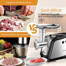 Load image into Gallery viewer, AOBOSI 4-in-1 Meat Grinder Electric Meat Grinder with 4 Stainless Steel Cutting Plates, 1 Kubbe and 3 Sausage Filling Tubes, Motor [3000w Max], Mincer with 2 Blades.