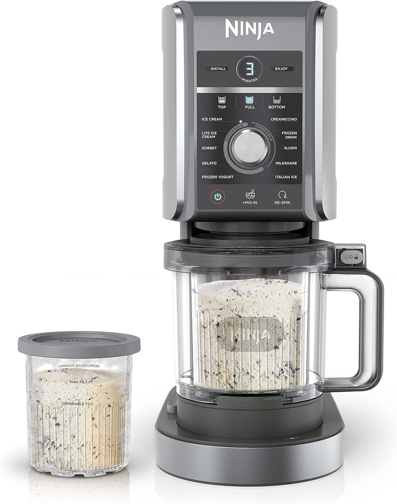 Ninja CREAMi Deluxe Ice Cream & Frozen Treat Maker for Ice Cream, Sorbet, Milkshakes, Frozen Yogurt, & More, 11-in-1, XL Capacity, Silver, Includes (2) Family-Sized 24 oz. Tubs, NC501