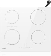 Load image into Gallery viewer, GIONIEN Plaque à Induction 4 Foyers 60cm Blanc,16Amp Plaque à Induction Encastrable,Table de cuisson électrique intégrée avec zone de pont, Table de cuisson,2800W
