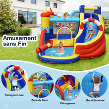 Load image into Gallery viewer, Château Gonflable Style Bateau avec Toboggan Incurvé Zone de Saut Mur d'Escalade avec Gonfleur 450 W