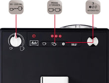 Load image into Gallery viewer, Melitta Caffeo Solo Noir Pure Black, Machine à Café à Grains avec Broyeur et Système d'Extraction des Arômes, Affichage LED, Mode 1 à 2 Tasses, Cafetière Expresso, Automatique, E950-222, 1400W