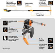 Load image into Gallery viewer, Fiskars Coupe-Branches Multifonctions Télescopique, pour Bois vert et Rameaux, Revêtement antiadhésif, Lame en acier/manche en aluminium, longueur 2,4 - 4 m, noir/orange, UPX86, 1023624
