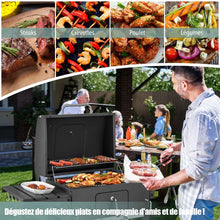 Load image into Gallery viewer, Barbecue à Charbon de Bois Portable avec 2 Tables d'Appoint Noir