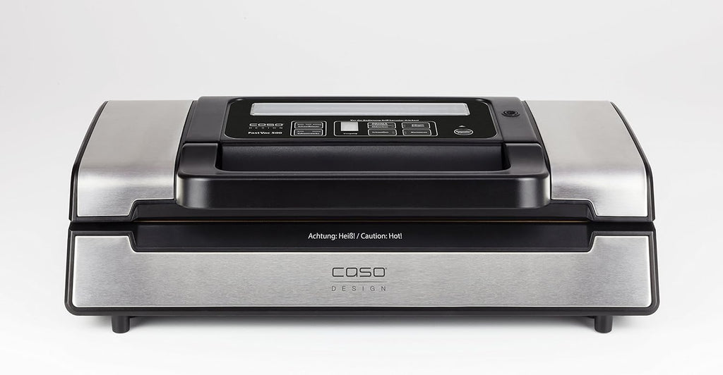 Caso FastVac 500, Professional Commercial Vacuum Sealer, Stainless Steel, Double Piston Pump, 15 Litres/Minute, Includes 2 Free Foil Rolls