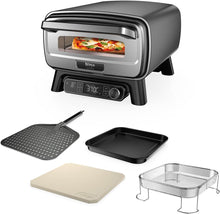 Load image into Gallery viewer, Ninja Woodfire 8-in-1 Electric Outdoor Pizza Oven, Rotisserie &amp; Smoker BBQ with Grate, Pro-Heat Plate, Pizza Stone, Wood Pellets and Shovel, 6 Settings, Dark Orange OO101EU