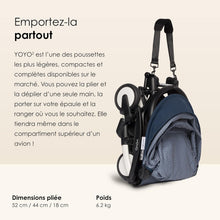 Load image into Gallery viewer, Poussette BABYZEN YOYO2 6+ (Cadre noir + pack couleur Aqua) - Comprend un harnais, un dossier, des arceaux de capote, une bandoulière, un coussin d’assise, et une capote assortie