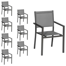 Load image into Gallery viewer, Lot de 8 chaises en aluminium anthracite - textilène gris Happy Garden