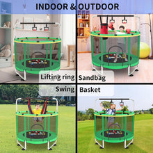 Load image into Gallery viewer, Trampoline pour Enfants, Trampoline réglable pour bébé avec Panier de Basket-Ball, Trampoline intérieur et extérieur de 200 kg avec enclos