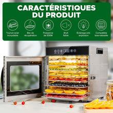 Load image into Gallery viewer, Kwasyo Food Dehydrator, 10 Trays • Desiccator with Timer (24H) • Fruit and Vegetable Dehydrator Adjustable Temperature (30 to 90°C) + 1 x Recipe Book