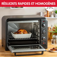 Load image into Gallery viewer, Moulinex Four électrique 39 L, 7 modes de cuisson, Chaleur tournante, Thermostat réglable jusqu’à 240° C, Tournebroche, Minuteur 120 min, Grille réversible, Optimo noir OX485810