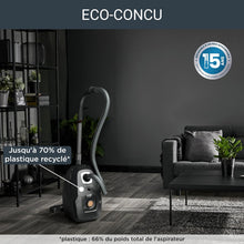 Load image into Gallery viewer, Rowenta Green Force Max Silence Vacuum Cleaner with Bag, 900 W Max, High Filtration, Quiet, Eco-Responsible, Made in France, Black/Aluminium RO6136EA