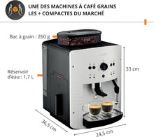 Load image into Gallery viewer, Krups Coffee Bean Machine, 1.7 L, 2 Cups Simultaneously, Automatic Cleaning, Steam Nozzle for Cappuccino, Espresso Maker, Essential Black YY8125FD