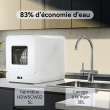 Load image into Gallery viewer, Hermitlux Mini lave-vaisselle de table, 6+1 Programmes de lavage, 5 Couverts et réservoir d'eau de 5L