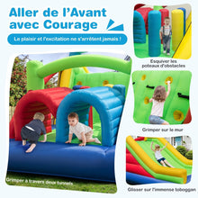 Load image into Gallery viewer, Château Gonflable pour 4 Enfants avec 2 Toboggans Tunnels Zone de Rebond Escalade Obstacles Maison de Jeu avec Souffleur de 680 W