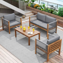 Load image into Gallery viewer, Zepneiy Salon de Jardin, Salon de Jardin 4 Personnes, avec canapé, Table Basse et Coussins, Housse en Tissu déhoussable et Lavable, Noir (Coussins d'assise Inclus)