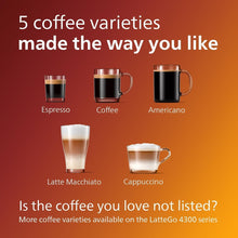 Load image into Gallery viewer, PHILIPS 4400 Series Fully Automatic Espresso Machine – 12 Hot &amp; Iced Coffees, Quick-to-Clean LatteGo Milk System, SilentBrew, QuickStart, Ceramic Grinder, Black Chrome (EP4444/90)