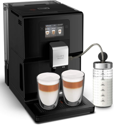 Krups Machine à café broyeur à grain, Ecran tactile couleur, 11 recettes préenregistrées, Indicateurs lumineux intuitif, accès bacs en frontal, Nettoyage facile, Intuition Préférence EA873810