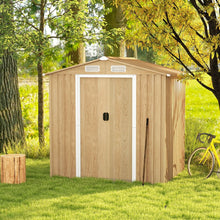 Load image into Gallery viewer, Abri de Jardin 2.3㎡ en Acier Galvanisé Anti-UV 196x142x186cm Cabane de Jardin Exterieur 3.7m³ avec Porte Coulissante Rampe Naturel