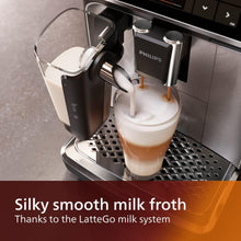 Load image into Gallery viewer, PHILIPS 4400 Series Fully Automatic Espresso Machine – 12 Hot &amp; Iced Coffees, Quick-to-Clean LatteGo Milk System, SilentBrew, QuickStart, Ceramic Grinder, Black Chrome (EP4444/90)