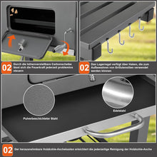 Load image into Gallery viewer, Barbecue Charbon de Bois XL, Chariot à Barbecue, Grill XL à Charbon avec Couvercle, Roues et Thermomètre, Réglable en Hauteur, Grand Barbecue au Charbon de Bois, pour Camping et Jardin, Noir