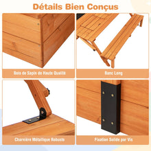 Load image into Gallery viewer, Bac à Sable en Bois pour Enfants avec Couvercle Aire de Jeux avec Table Sensorielle Pliable &amp; Banc Parasol Ajustable pour 3+ Ans Naturel