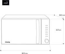 Load image into Gallery viewer, H.Koenig Four à Micro-ondes Compact Digital 20L VIO2, 700W, Plateau tournant 24,5cm, Multifonction Programmable 6 niveaux de chauffe, Décongélation et Express, Minuterie 60min, Effet mirroir noir