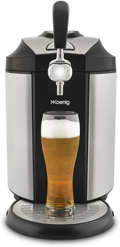 H.Koenig Tireuse à Bière compatible tous Fûts Universels Pressurisés de 5L Inox BW1778, Machine, Pompe, Pression domestique, Professionnelle, Universelle, Refroidissement intégré 4°C